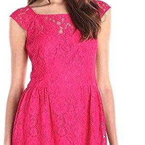 Pink Lace Cap Sleeve Dress